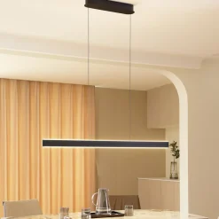 Lucande LED-hængelampe Philine, længde 121 cm sort jern