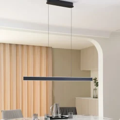 Lucande LED-hængelampe Philine, længde 121 cm sort jern