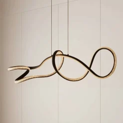 Lucande LED-hængelampe Rodado, sort, 110 cm, aluminium