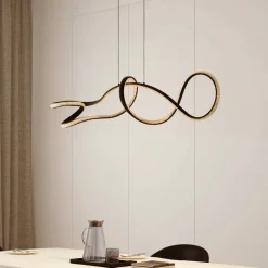 Lucande LED-hængelampe Rodado, sort, 110 cm, aluminium