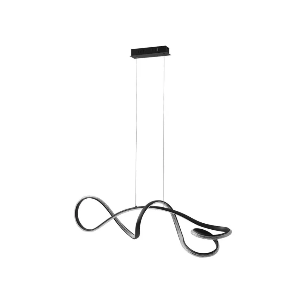 Lucande LED-hængelampe Rodado, sort, 110 cm, aluminium