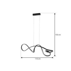 Lucande LED-hængelampe Rodado, sort, 110 cm, aluminium