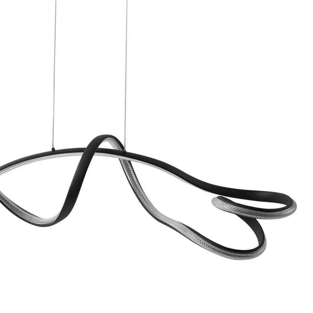 Lucande LED-hængelampe Rodado, sort, 110 cm, aluminium