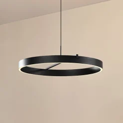Lucande Pendellamper|Pendellamper>LED-hængelampe Rovan, Ø 60 cm, sort, CCT, dæmpbar