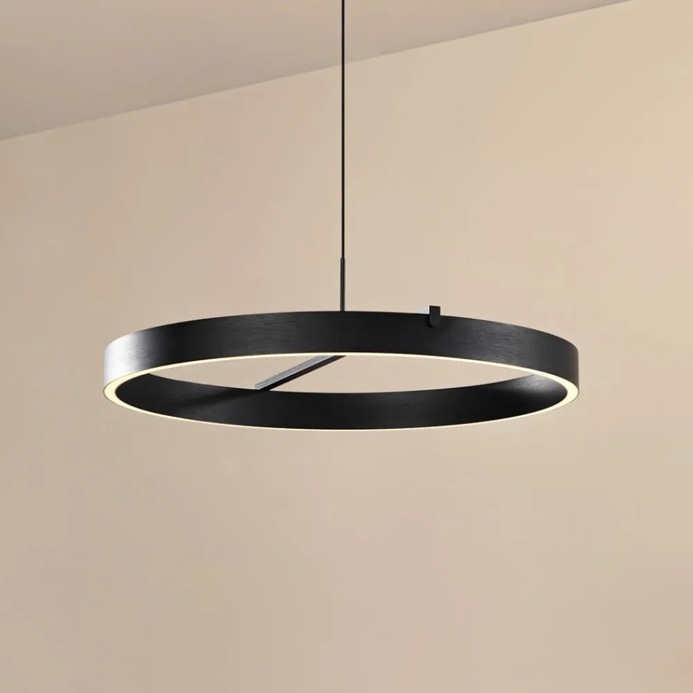 Lucande Pendellamper|Pendellamper>LED-hængelampe Rovan, Ø 60 cm, sort, CCT, dæmpbar