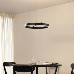 Lucande Pendellamper|Pendellamper>LED-hængelampe Rovan, Ø 60 cm, sort, CCT, dæmpbar