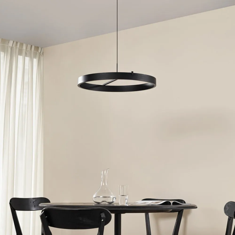 Lucande Pendellamper|Pendellamper>LED-hængelampe Rovan, Ø 60 cm, sort, CCT, dæmpbar