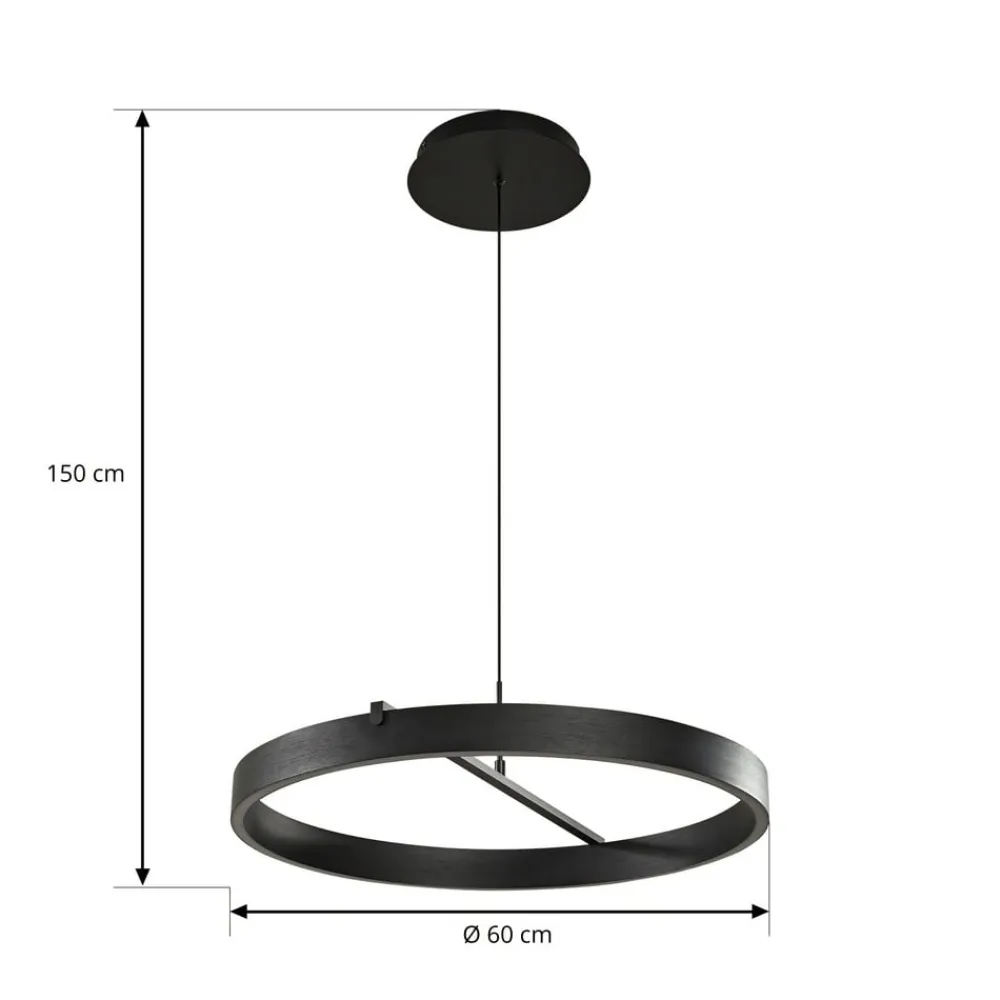Lucande Pendellamper|Pendellamper>LED-hængelampe Rovan, Ø 60 cm, sort, CCT, dæmpbar