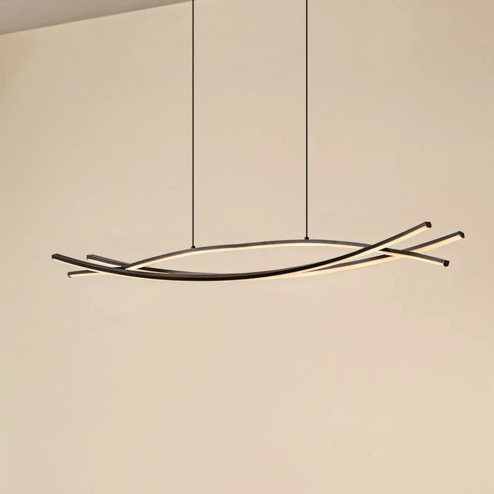 Lucande LED-hængelampe Sayori, 98 cm, sort, dæmpbar