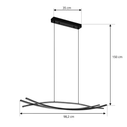 Lucande LED-hængelampe Sayori, 98 cm, sort, dæmpbar