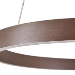 LED-hængelampe Yonam, Ø 60 cm, 1 lyskilde, brun, CCT^Lucande Online