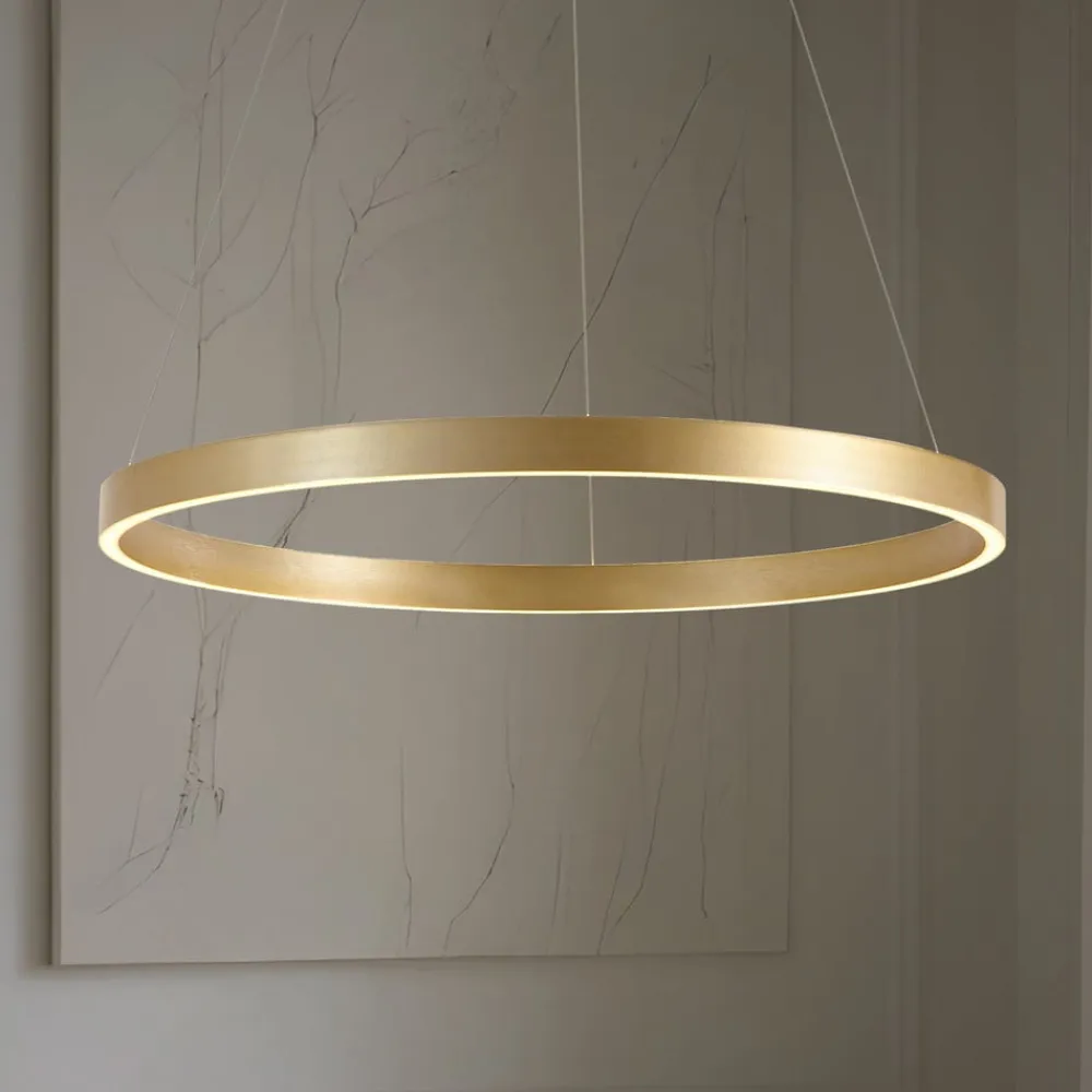 Lucande Pendellamper|Pendellamper>LED-hængelampe Yonam, Ø 80 cm, 1 lyskilde, guld, CCT