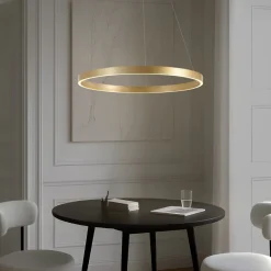 Lucande Pendellamper|Pendellamper>LED-hængelampe Yonam, Ø 80 cm, 1 lyskilde, guld, CCT