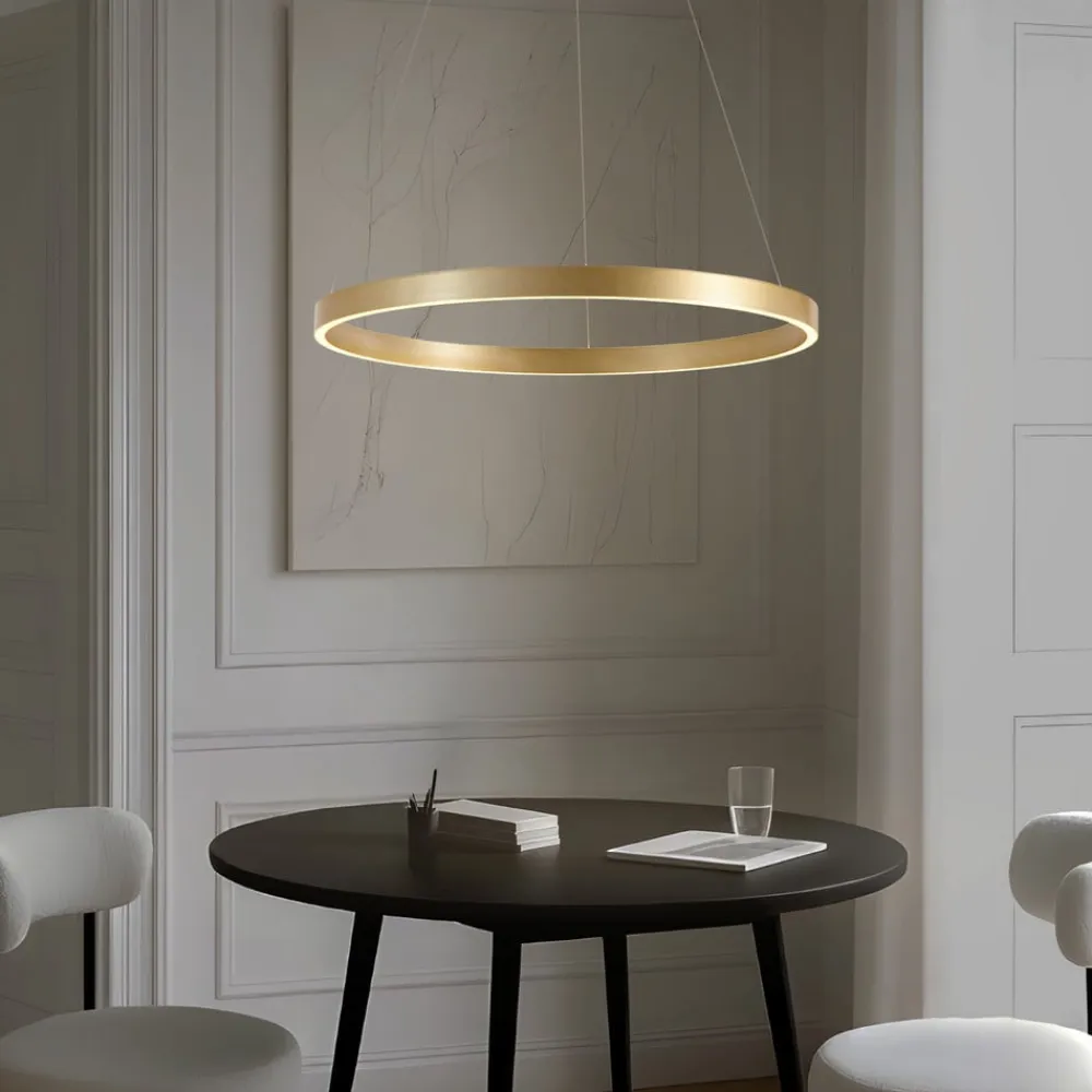 Lucande Pendellamper|Pendellamper>LED-hængelampe Yonam, Ø 80 cm, 1 lyskilde, guld, CCT