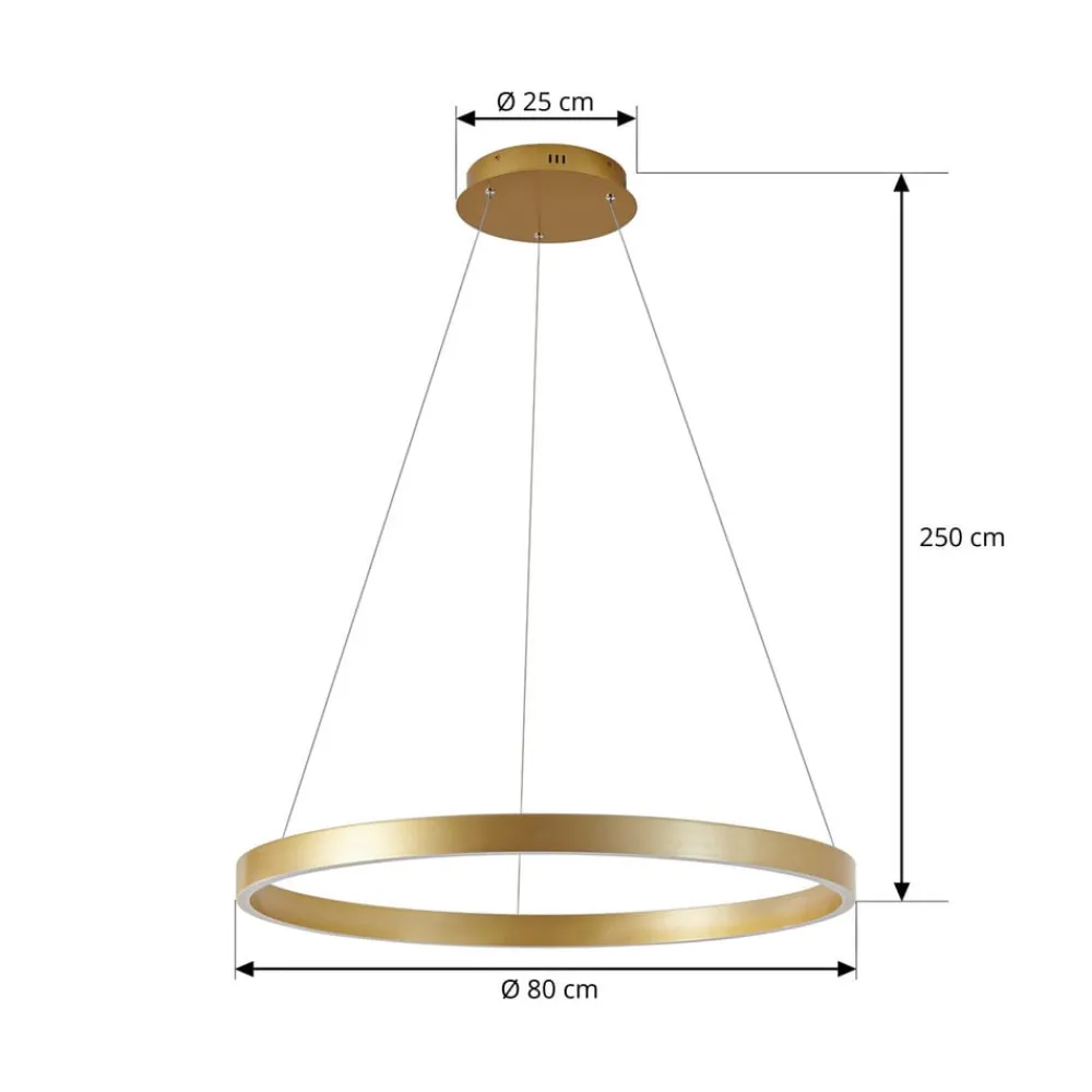 Lucande Pendellamper|Pendellamper>LED-hængelampe Yonam, Ø 80 cm, 1 lyskilde, guld, CCT