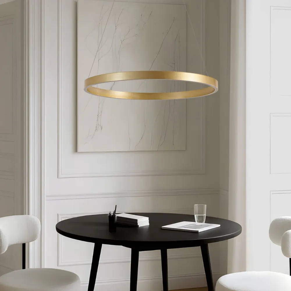 Lucande Pendellamper|Pendellamper>LED-hængelampe Yonam, Ø 80 cm, 1 lyskilde, guld, CCT