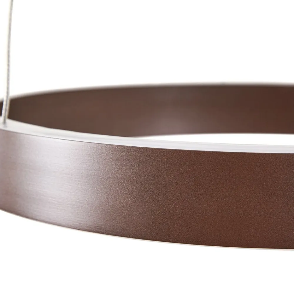 Lucande Pendellamper>LED-hængelampe Yonam, Ø 60 cm, 2 lyskilder, brun, CCT