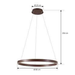 Lucande LED-hængelampe Yonam, Ø 80 cm, 1 lyskilde, brun, CCT