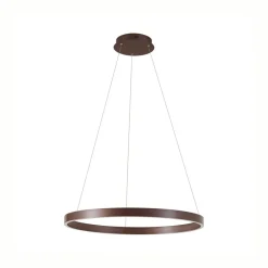 Lucande LED-hængelampe Yonam, Ø 80 cm, 1 lyskilde, brun, CCT