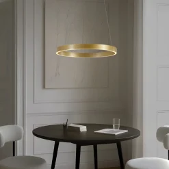 Lucande LED-hængelampe Yonam, Ø 60 cm, 1 lyskilde, guld, CCT