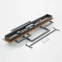 Lucande LED-loftlampe Chariska, 95 cm, sort, træ, CCT