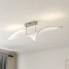Lucande LED-loftlampe Edano, 122 cm, hvid, tekstil, dæmpbar