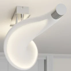 Lucande LED-loftlampe Edano, 122 cm, hvid, tekstil, dæmpbar