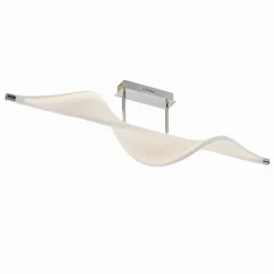 Lucande LED-loftlampe Edano, 122 cm, hvid, tekstil, dæmpbar
