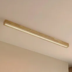 Lucande LED-loftlampe Emara, lys træ, eg, dæmpbar