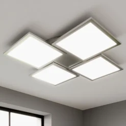 Lucande LED-loftlampe Ilira, 4 lyskilder, sølv, CCT, dæmpbar