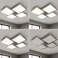 Lucande LED-loftlampe Ilira, 4 lyskilder, sølv, CCT, dæmpbar