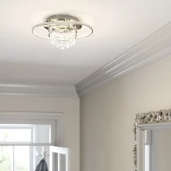 LED-loftlampe Keely, kromfarvet, krystal, 45 cm^Lucande Discount