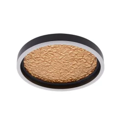 Lucande LED-loftlampe Menulis, sort/guld, PC, Ø 30 cm