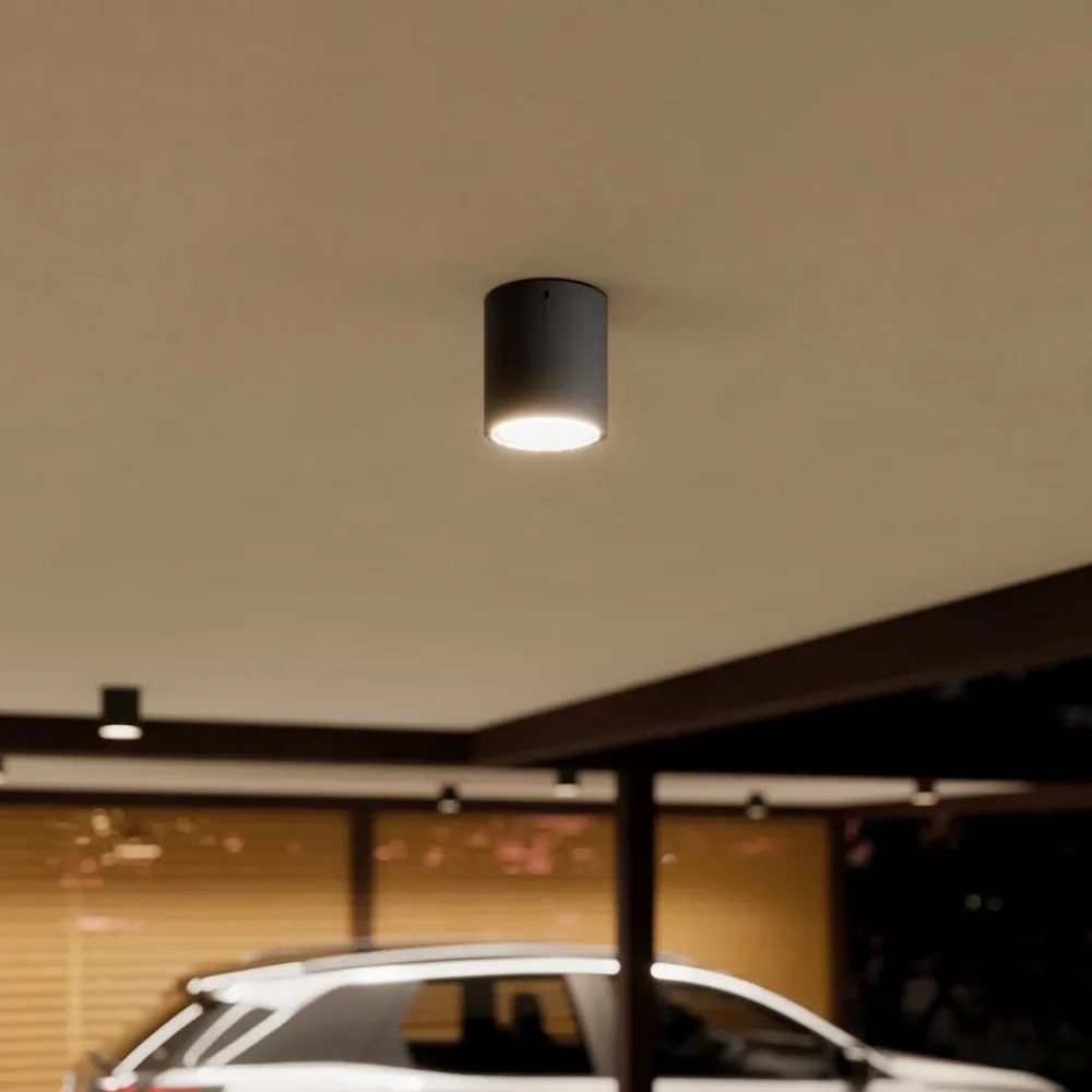 Lucande Terrassebelysning|Udendørs Loftlamper>LED-loftlampe Meret, rund, antracit, metal
