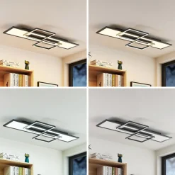 Lucande LED-loftlampe Narumi, CCT, 110 cm, sort, aluminium