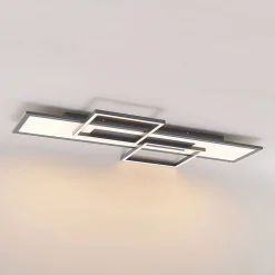 Lucande LED-loftlampe Narumi, CCT, 110 cm, sort, aluminium