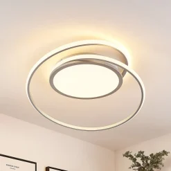 Lucande LED-loftlampe Noud, 65 cm, sølv, metal, CCT