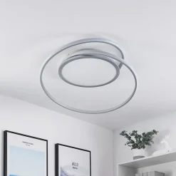 Lucande LED-loftlampe Noud, 65 cm, sølv, metal, CCT