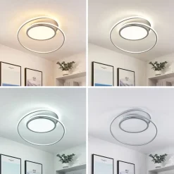 Lucande LED-loftlampe Noud, 65 cm, sølv, metal, CCT