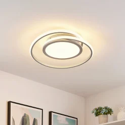 Lucande LED-loftlampe Noud, 49 cm, sølv, aluminium, dæmpbar