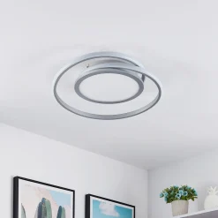 Lucande LED-loftlampe Noud, 49 cm, sølv, aluminium, dæmpbar