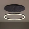 Lucande Loftlamper|Loftlamper>LED-loftlampe Orven, sort/træ, Ø50 cm, dæmpbar
