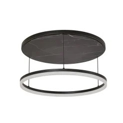 LED-loftlampe Orven, sort/marmor, Ø 50 cm, dæmpbar.^Lucande Outlet
