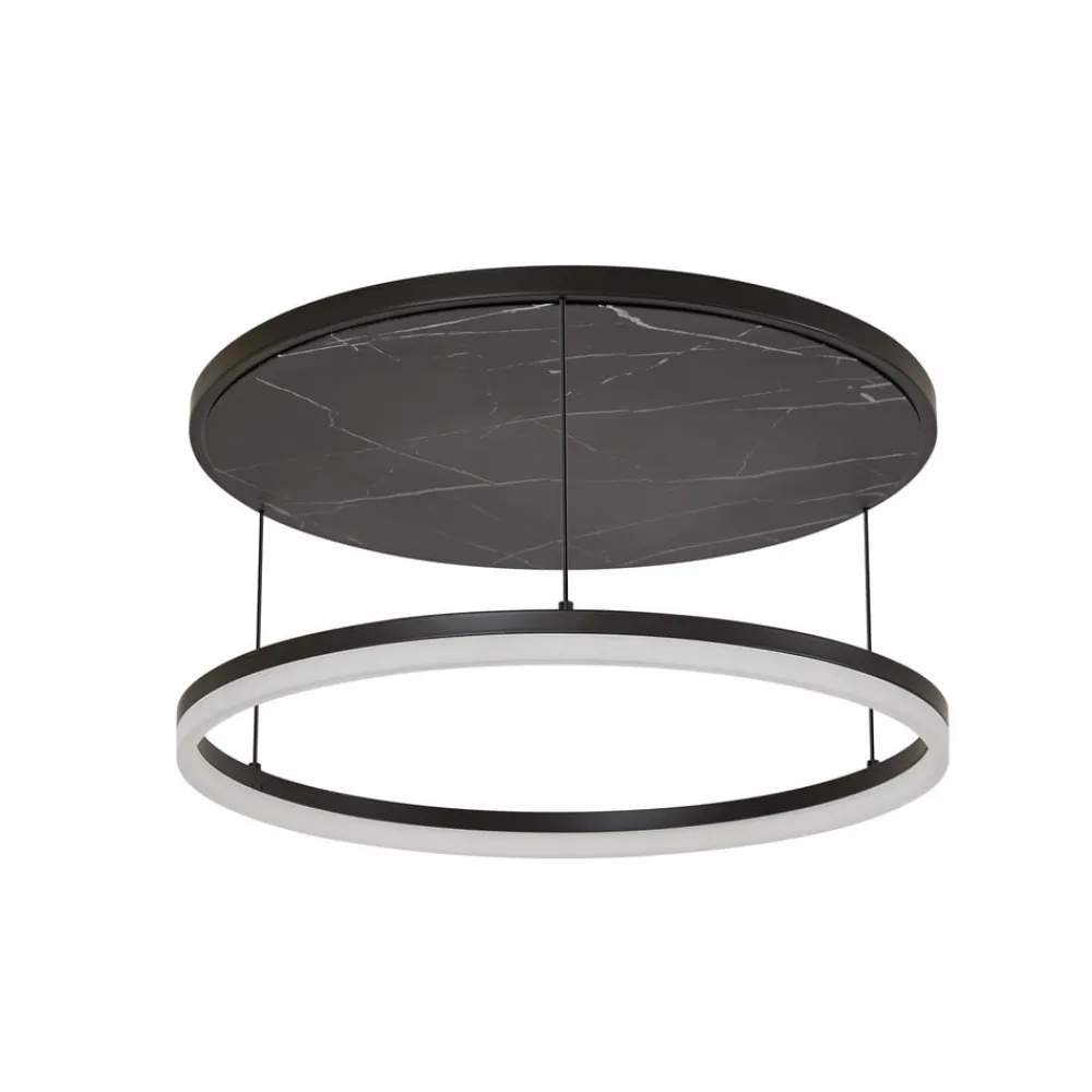 LED-loftlampe Orven, sort/marmor, Ø 50 cm, dæmpbar.^Lucande Outlet