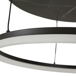 LED-loftlampe Orven, sort/marmor, Ø 50 cm, dæmpbar.^Lucande Outlet