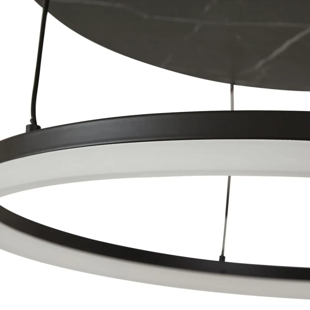 LED-loftlampe Orven, sort/marmor, Ø 50 cm, dæmpbar.^Lucande Outlet