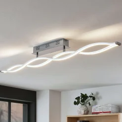 Lucande LED-loftlampe Roan, 115 cm, krom, stål