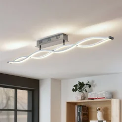 Lucande LED-loftlampe Roan, 115 cm, krom, stål