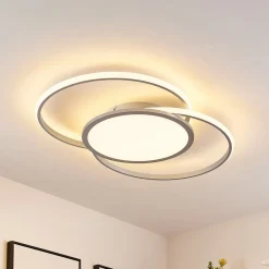 LED-loftlampe Senne, CCT, sølv, metal^Lucande Outlet