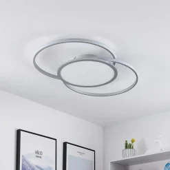 LED-loftlampe Senne, CCT, sølv, metal^Lucande Outlet